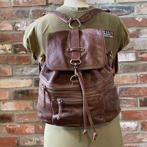 The Sak Brown Leather Backpack Purse Bag